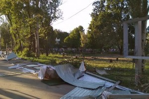 В Запорожье протестующие снесли забор на месте строительства ТЦ (Фото)