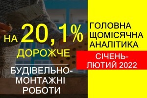 Ціни на будівельно-монтажні роботи в Україні у січні-лютому 2022 року зросли на 20.1%
