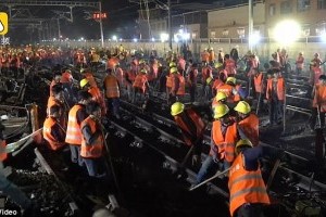 Китайцы построили крупную железнодорожную развязку за 9 часов (видео)