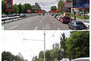 В Києві проспект Перемоги очистили від рекламних конструкцій (фото)