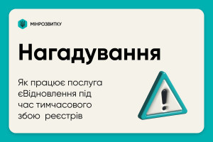 Мінрозвитку повідомило, як працює єВідновлення під час збою в роботі державних реєстрів