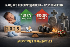 На одного новонародженого в Україні — троє померлих, водночас смертність зменшилась