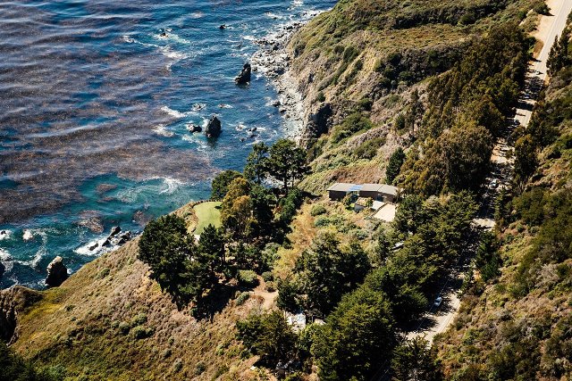 Дом над пропастью,Fall House, Калифорния, панорама на Тихий океан, дом, свисающий над обрывом, жизнь среди природы