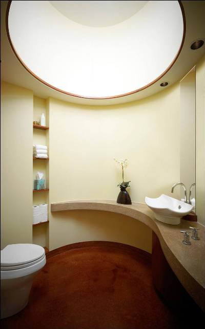 Дом, особняк, штат Висконсин, США, дом с оригинальными геометрическими формами, дизайн, интерьер, ванная, ванная комната