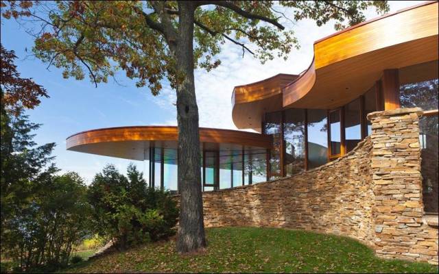 Дом, особняк, штат Висконсин, США, дом с оригинальными геометрическими формами, дизайн, интерьер
