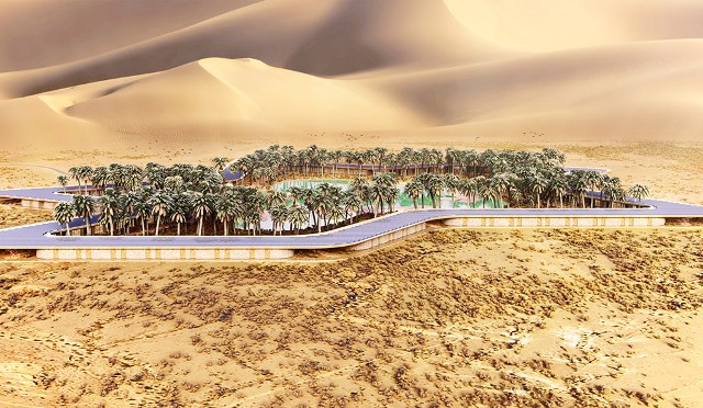 Эко-курорт, ОАЭ, Oasis Eco Resort, зона отдыха, солнечные панели, собственный центр переработки отходов