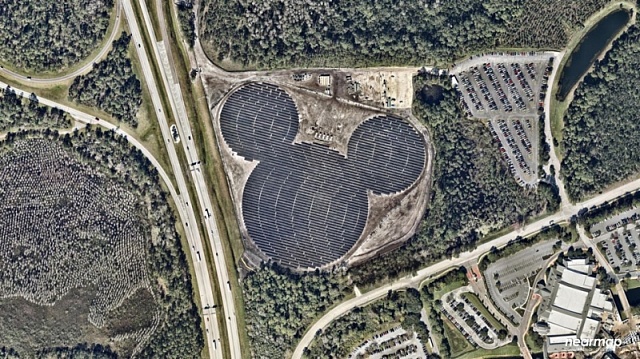 Солнечная станция, СЭС, голова Микки Мауса, город Орландо, США, штат Флорида, корпорация Disney, энергетическая компания Duke Energy Florida