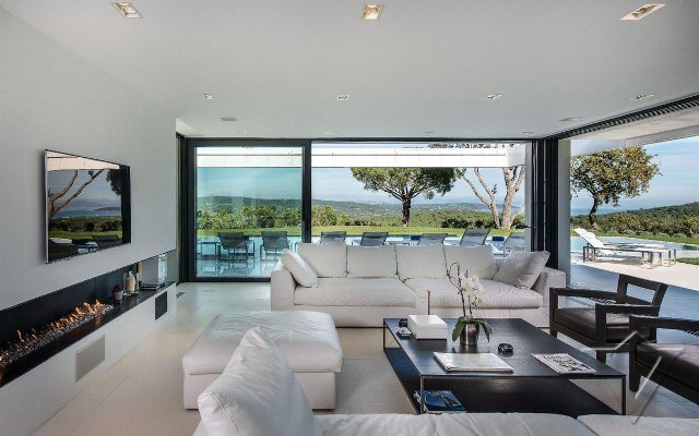 Вилла, Сан-Тропе, luxury-недвижимость, luxury, гостиная, камин