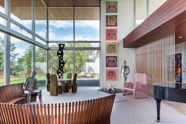 Дом, резиденция, креативный дом, Vidalakis, долина Портола, Калифорния, креативный дизайн, дом на склоне, гостиная