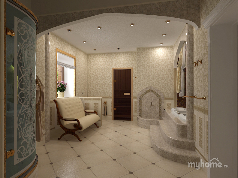 Ванная комната в этно-стиле, с элементами востока