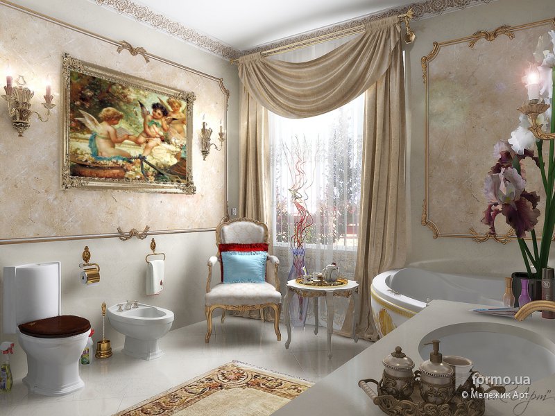 Роскошная ванная комната, классический стиль 