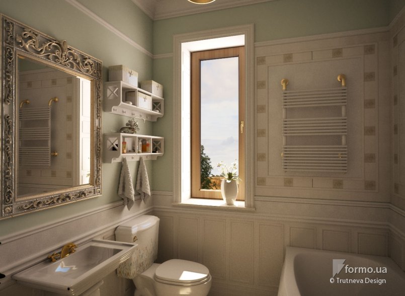 Уютная ванная комната в классическом стиле  