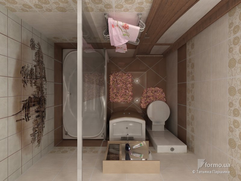 Уютная ванная комната, современный стиль
